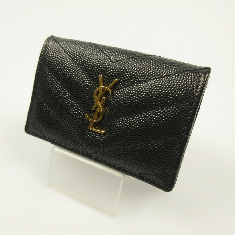 SAINT LAURENT Origami Wallet Grained Calfskin Compact